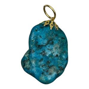 Vintage Turquoise Tumbled Pendant  1.5" x 1"